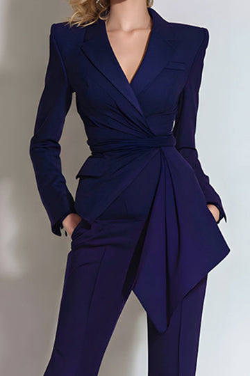 2 Piece Dark Purple Notched Lapel Prom Suits with Sash
